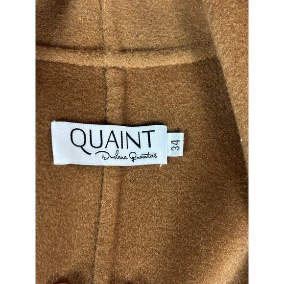 Quaint Dion Dulama Quantas Wool Cashmere Coat Brown 34 Pockets Wrap Closure Robe - Picture 4 of 11